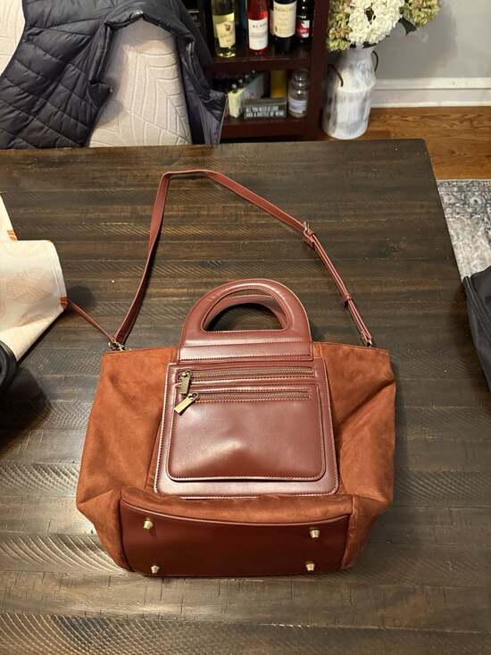 ANTHROPOLOGIE Handbags - Anthropologie Prudence Rust Brown Suede Crossbody Tote Satchel Bag Pouch